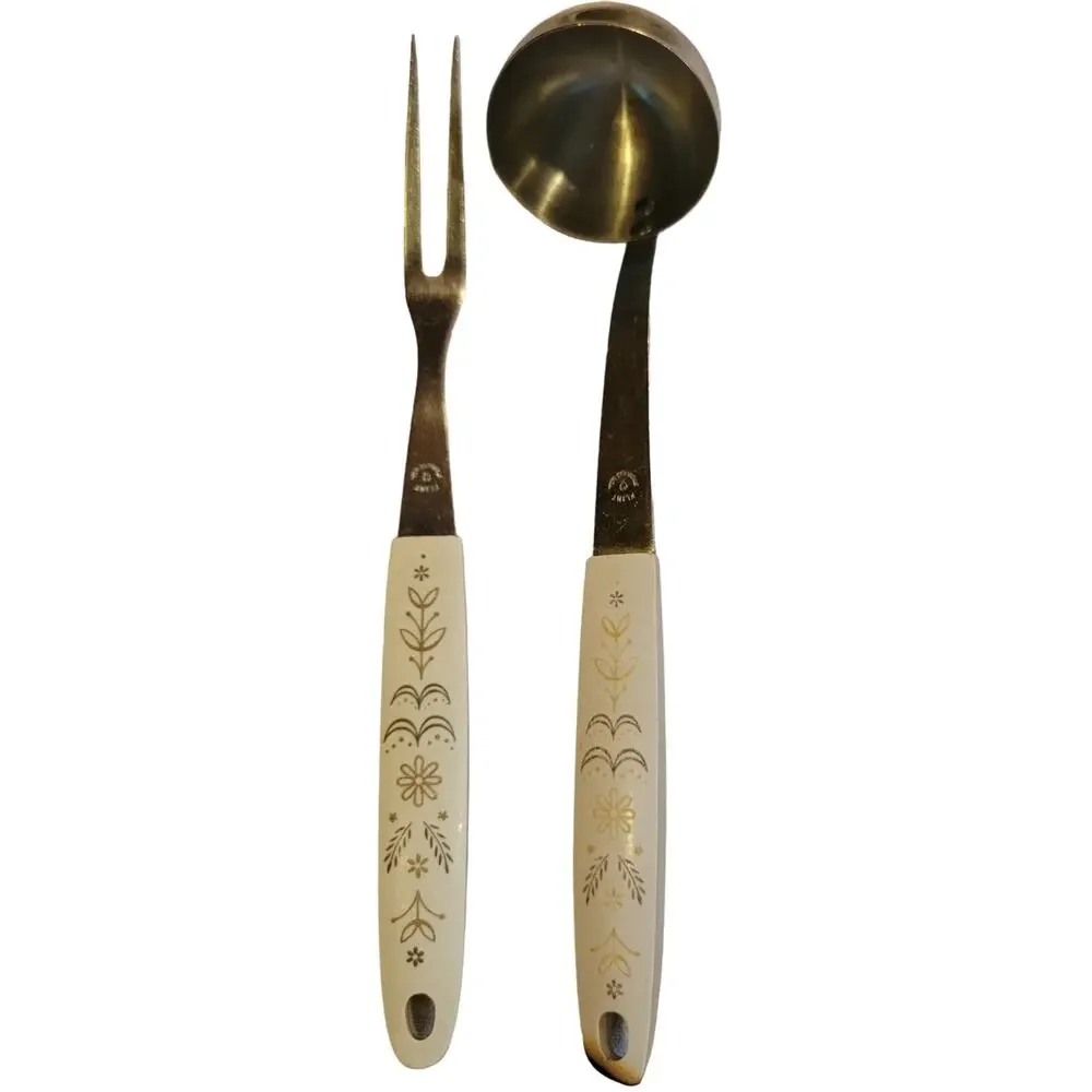 Vintage 1960s Ekco Flint Arrowhead Harvest Wheat Stainless Utensils Fork Ladle